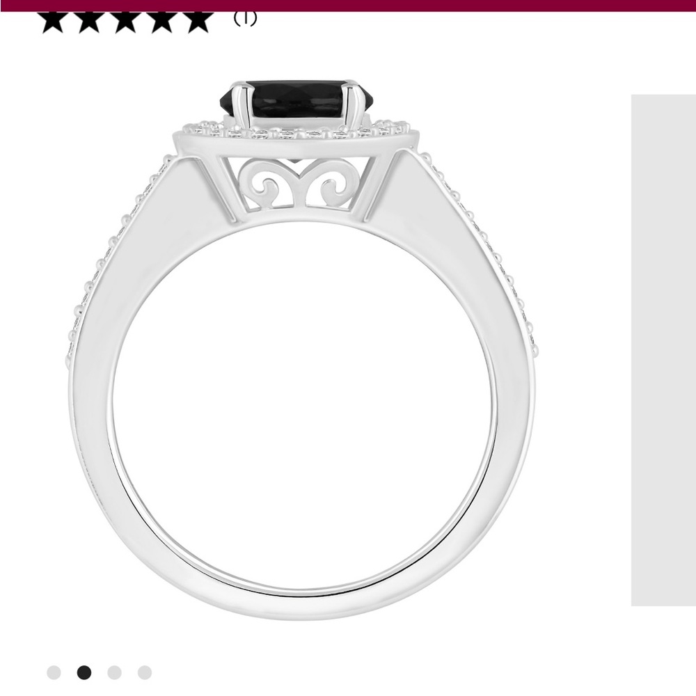 🌟 Real Diamonds! sterling silver ring with black gemstone/diamond accents